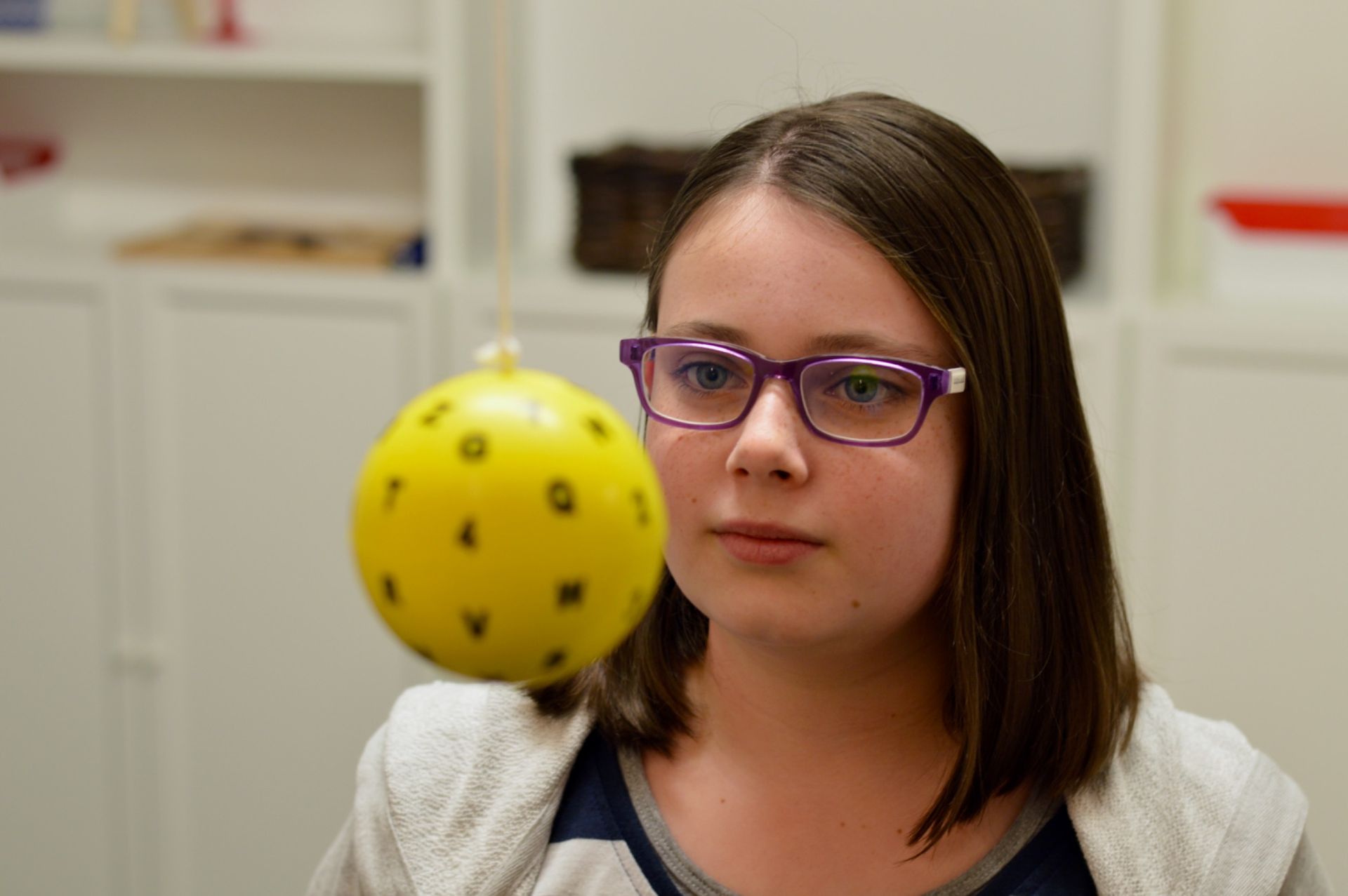 A young patient during a vision therapy session
